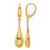 14K Yellow Gold Polished Teardrop Dangle Leverback Earrings, 44 mm