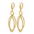 14K Yellow Gold Polished and Textured Oval Dangle Leverback Drop Earrings, 63 mm - View 2