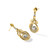 Rhodium-Plated 14K Two-Tone Gold Polished/Diamond-Cut Fancy Teardrop Dangle Post Earrings, 38.9 mm - View 6