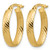 14K Yellow Gold Polished and Grooved Oval Hoop Earrings, 21.25 mm - View 2