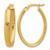 14K Yellow Gold Polished and Grooved Oval Hoop Earrings, 27.3 mm