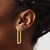 14K Yellow Gold Hollow Polished Rectangle Hoop Earrings, 32.2 mm - View 3