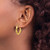 14K Yellow Gold Hollow Polished and Grooved Fancy Hoop Earrings, 21 mm - View 3