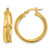 14K Yellow Gold Polished and Textured Round Hoop Earrings, 24.2 mm