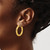 14K Yellow Gold Hollow Polished Patterned Round Hoop Earrings, 30 mm - View 3