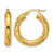 14K Yellow Gold Hollow Polished Patterned Round Hoop Earrings, 22 mm