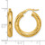 14K Yellow Gold Hollow Polished Patterned Round Hoop Earrings, 22 mm - View 5