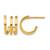 14K Yellow Gold Polished 3-Row Post J-Hoop Earrings, 12.5 mm