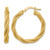 14K Yellow Gold Polished and Textured Twisted Round Hoop Earrings, 25 mm