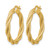 14K Yellow Gold Polished and Textured Twisted Round Hoop Earrings, 25 mm - View 2