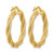 14K Yellow Gold Polished and Textured Twisted Round Hoop Earrings, 25 mm - View 4