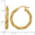 14K Yellow Gold Polished and Textured Twisted Round Hoop Earrings, 25 mm - View 5