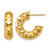14K Yellow Gold Hollow Polished and Hammered J-Hoop Post Earrings, 19.2 mm