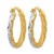 14K Yellow Gold with Rhodium Polished and Diamond-Cut Oval Hoop Earrings, 26.5 mm - View 4