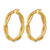 14K Yellow Gold Hollow Polished Fancy Twist Round Hoop Earrings, 25 mm - View 2