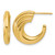 14K Yellow Gold Hollow Polished and Grooved J-Hoop Post Earrings, 21 mm