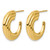 14K Yellow Gold Hollow Polished and Grooved J-Hoop Post Earrings, 21 mm - View 2