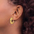 14K Yellow Gold Hollow Polished and Grooved J-Hoop Post Earrings, 21 mm - View 3