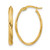 14K Yellow Gold Hollow Polished and Grooved Twist Oval Hoop Earrings, 27 mm