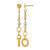 14K Yellow Gold Hollow with White RH Polish/Diamond-Cut/Twisted Post Dangle Earrings, 52.8 mm