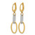 Rhodium-Plated 14K Two-Tone Gold Hollow Polished Cubic Zirconia Ovals Leverback Dangle Earrings, 38.3 mm - View 2