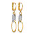 Rhodium-Plated 14K Two-Tone Gold Hollow Polished Cubic Zirconia Ovals Leverback Dangle Earrings, 38.3 mm - View 4