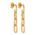 14K Yellow Gold Hollow Polished Wavy Elongated Oval Link Post Dangle Earrings, 35.75 mm - View 4
