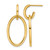 14K Yellow Gold Hollow Polished Fancy Oval Link Post Dangle Earrings, 33.2 mm