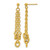 14K Yellow Gold Hollow Polished Fancy 3-Strand Cable Link Post Dangle Earrings, 45 mm