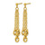 14K Yellow Gold Hollow Polished Fancy 3-Strand Cable Link Post Dangle Earrings, 45 mm - View 2