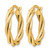 14K Yellow Gold Hollow Polished Grooved and Twisted Hoop Earrings, 21 mm - View 2