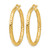 14K Yellow Gold Hollow ForeverLite Polished and Textured Hoop Earrings, 35 mm - View 2