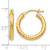 14K Yellow Gold Hollow ForeverLite Polished and Textured Hoop Earrings, 22 mm - View 4