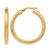 14K Yellow Gold Hollow ForeverLite Polished and Textured Hoop Earrings, 30 mm