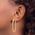 14K Yellow Gold Hollow ForeverLite Polished and Textured Oval Hoop Earrings, 42 mm - View 3