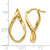 14K Yellow Gold Hollow Polished Oval Twisted Hoop Earrings, 24 mm - View 4