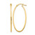 14K Yellow Gold Hollow Polished Oval Hoop Earrings, 40 mm