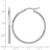 Rhodium-Plated 14K White Gold Hollow 2 x 35 mm Hoop Earrings - View 5
