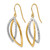 14K Two-Tone Gold Hollow Polished and Textured Shepherd Hook Drop French Wire Earrings, 37 mm - View 2