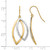 14K Two-Tone Gold Hollow Polished and Textured Shepherd Hook Drop French Wire Earrings, 37 mm - View 4