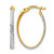 14K Yellow Gold Hollow with White Rhodium-Plated Diamond-Cut Oval Hoop Earrings, 24 mm