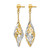 14K Two-Tone Gold Hollow Polished Post Dangle Earrings, 39 mm - View 2