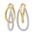 Rhodium-Plated 14K Two-Tone Gold Hollow Polished and Textured Hinged Hoop Earrings, 28 mm - View 2