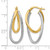 Rhodium-Plated 14K Two-Tone Gold Hollow Polished and Textured Hinged Hoop Earrings, 28 mm - View 3
