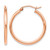 14K Rose Gold Hollow 2 x 25 mm Polished Hoop Earrings