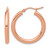 14K Rose Gold Hollow 3 mm Polished Hoop Earrings, 25 mm Long