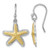 Sterling Silver Rhodium-Plated Polished Gold-Tone Star Fish Dangle French Wire Earrings, 28 mm
