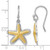 Sterling Silver Rhodium-Plated Polished Gold-Tone Star Fish Dangle French Wire Earrings, 28 mm - View 5