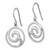 Sterling Silver Rhodium-Plated Polished and Brushed Double Wave Dangle French Wire Earrings, 31 mm - View 2