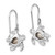 Sterling Silver Rhodium-Plated Polished and Antiqued Blue Crystal Turtle Dangle French Wire Earrings, 27 mm - View 4